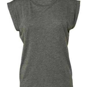 Women's flowy muscle tee with rolled cuff
